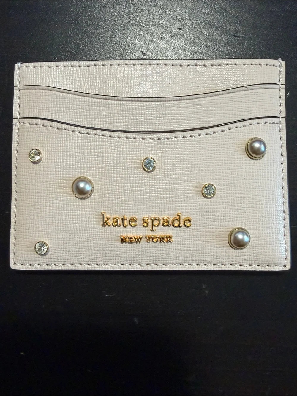 kate spade Pale Pink Pearl & Crystal Card Case